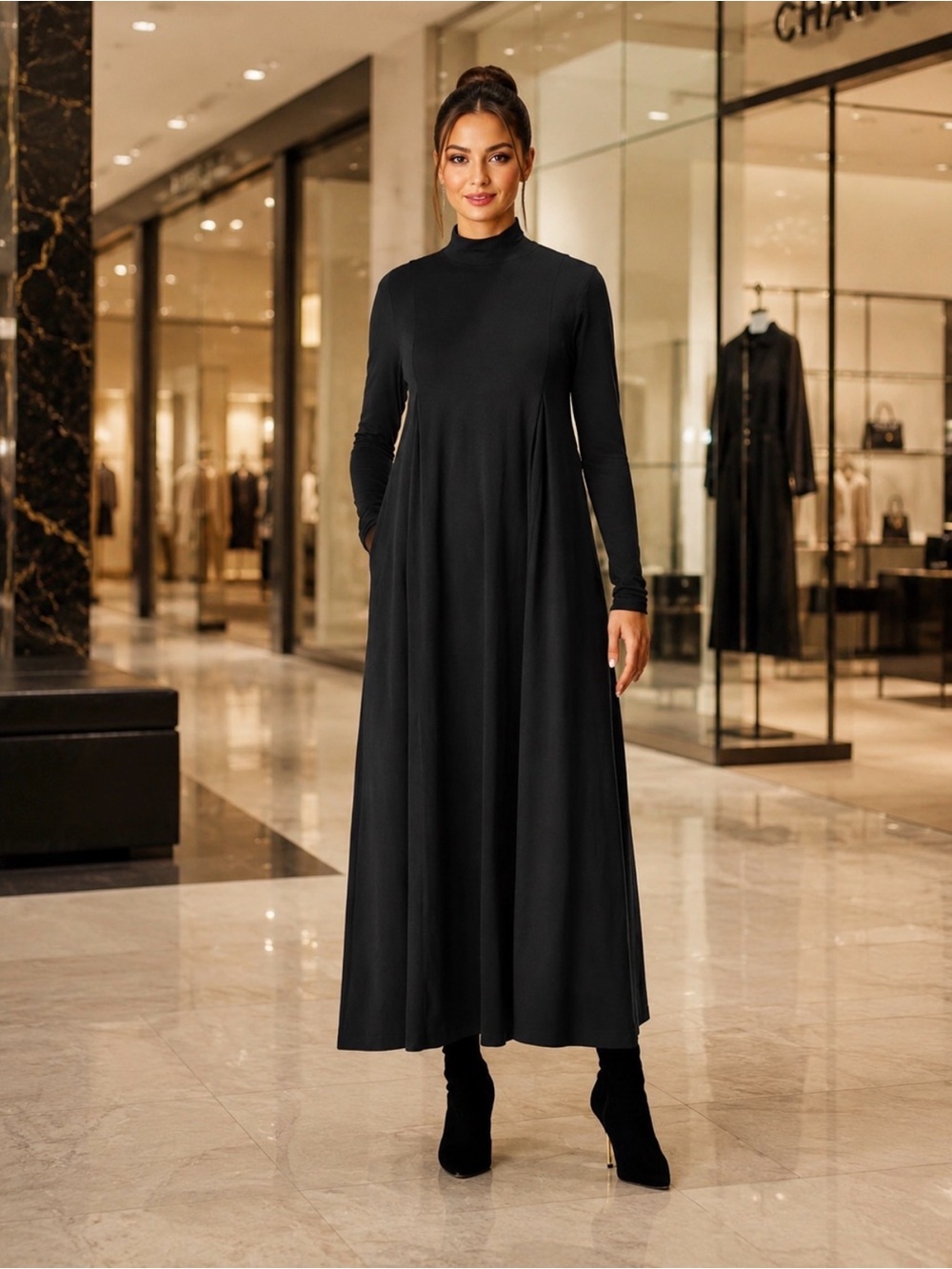Zapelle Godet Inset Cotton Jersey Shift Dress